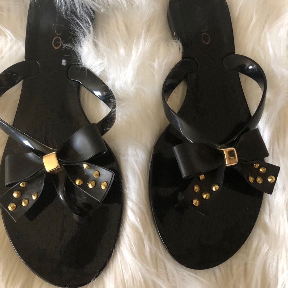 Black and gold sandals